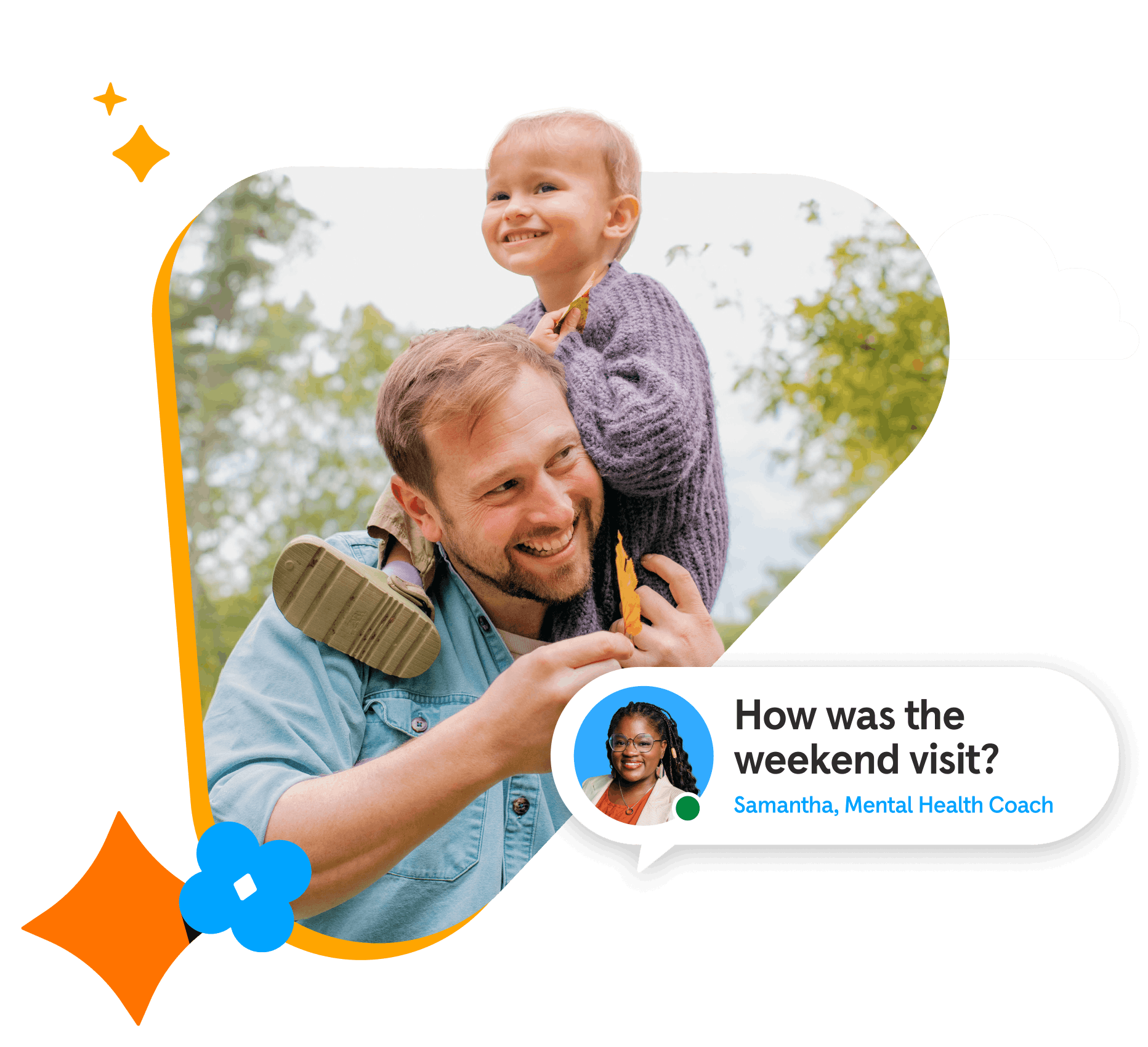 Father and son smiling