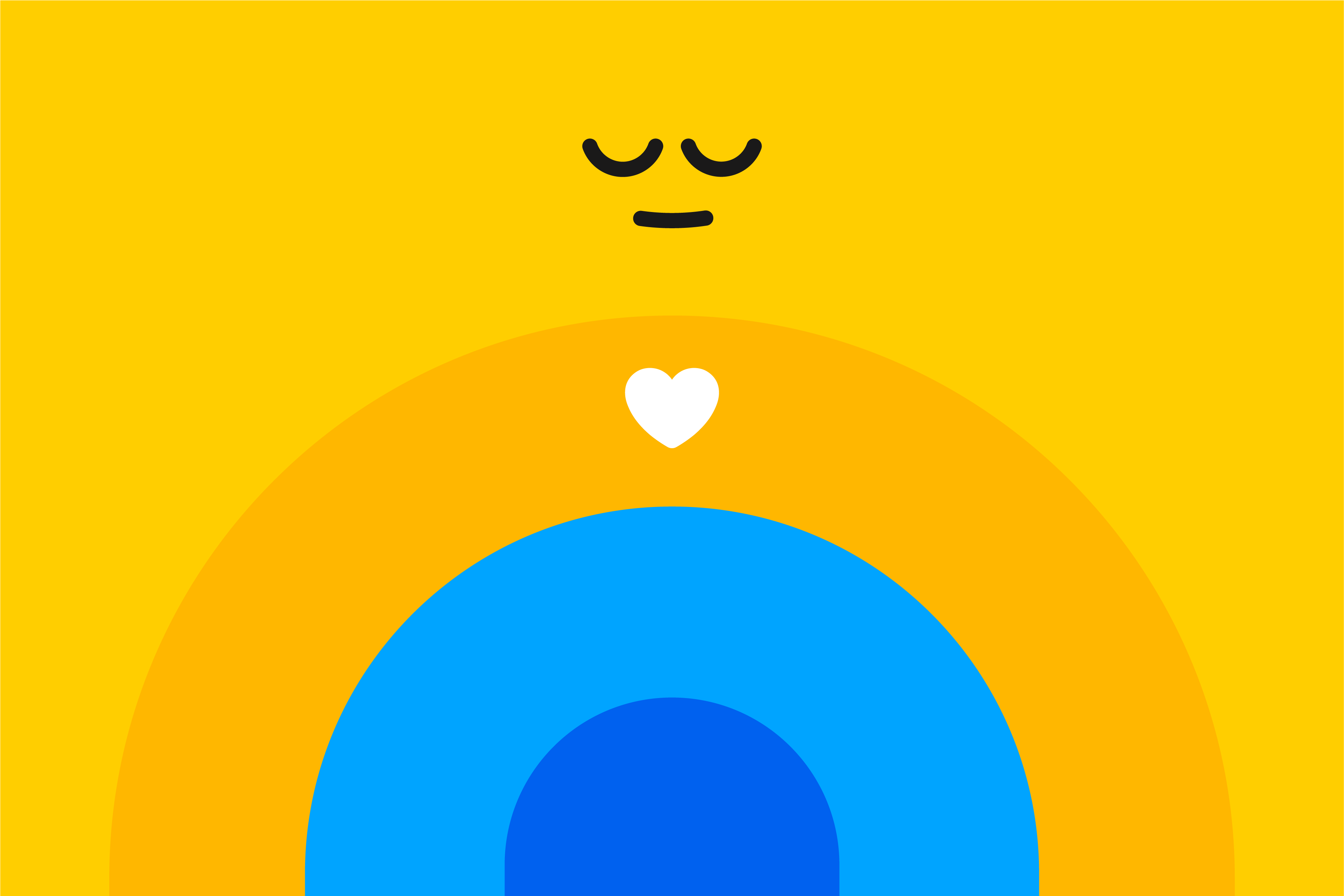 Yellow pensive face with white heart and blue circles